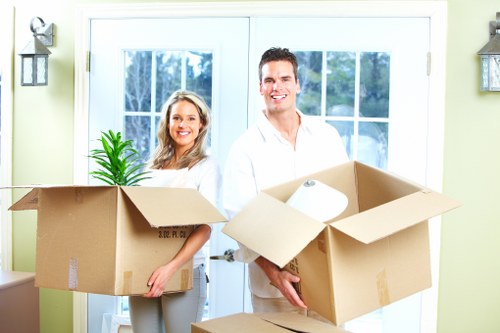 Business equipment and office furniture prepared for a Richmond commercial move